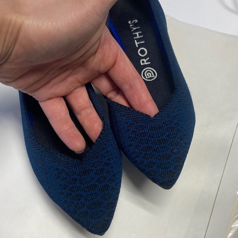 🔥Rothy's Navy Python Pointed Flats womens 7 snake print - Picture 5 of 8